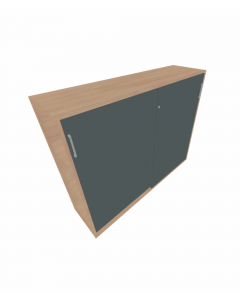 Skyvedørsskap 140cm, 3 permhøyder, Eik/Norwegian Green