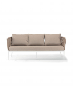 Cuba komplett loungesett m/ 3 seter, Hvit ramme/ beige puter