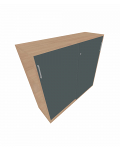 Skyvedørsskap 120cm, 3 permhøyder, Eik/Norwegian Green