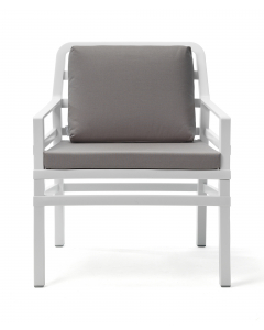 Aria poltrona, hvit ramme/grå puter polyester, OUTLET