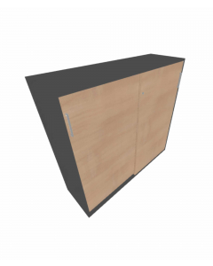 Skyvedørsskap 120cm, 3 permhøyder, Grå/Eik