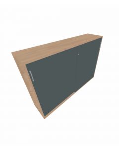 Skyvedørsskap 160cm, 3 permhøyder, Eik/Norwegian Green