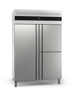 Fryseskap dobbelt 3 dører, rustfritt GN2/1, 1186L