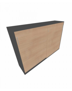 Skyvedørsskap 160cm, 3 permhøyder, Grå/Eik
