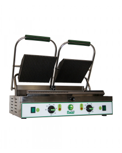 Pressgrill dobbel 570mm, rillet topp slett/rillet bunn