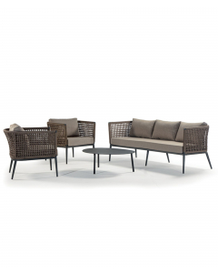 Cuba 3 komplett loungesett m/ 3 seter, Antrasitt ramme/ brune puter